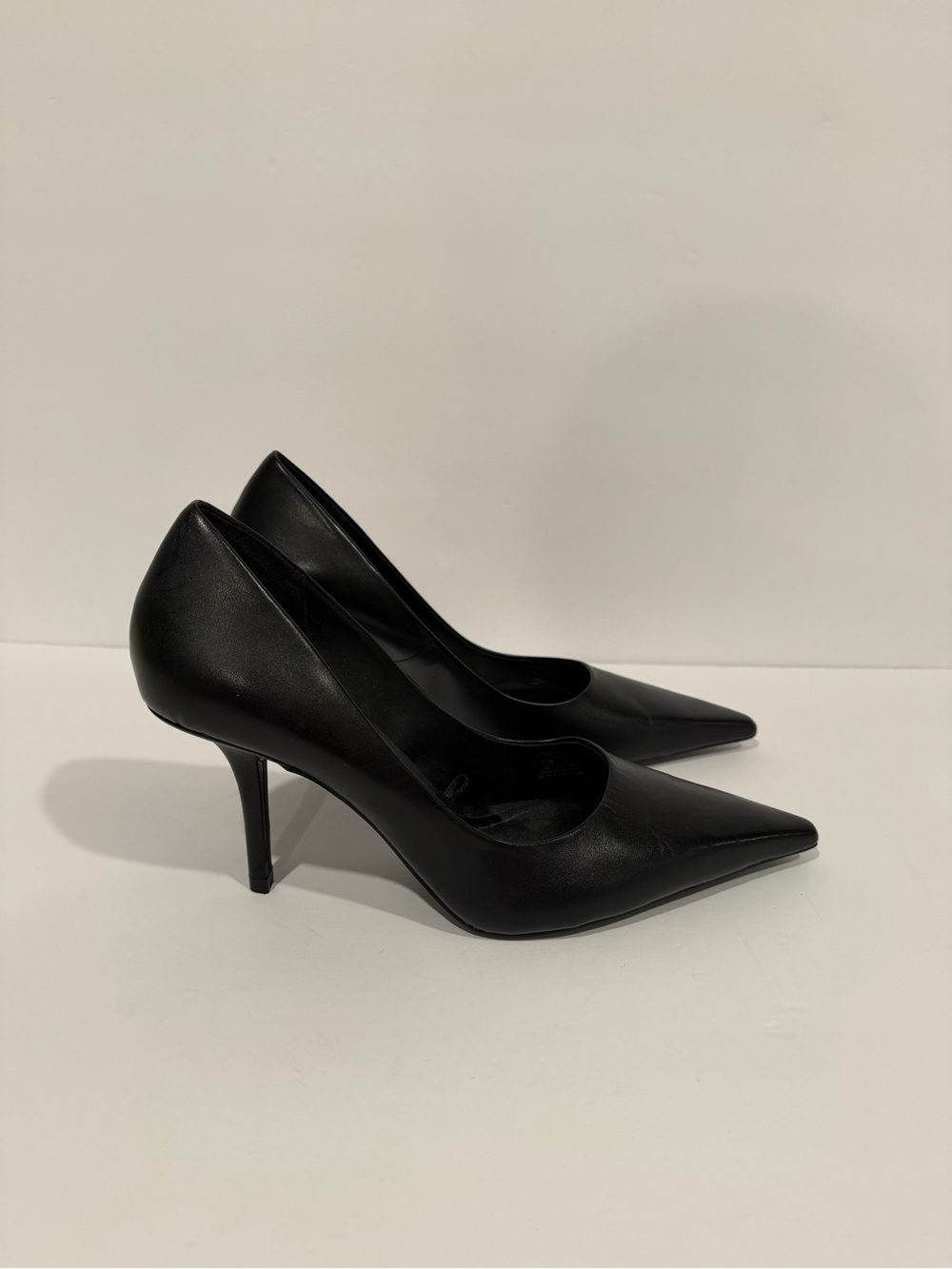 Zara Black Pointed Leather Stiletto Heels